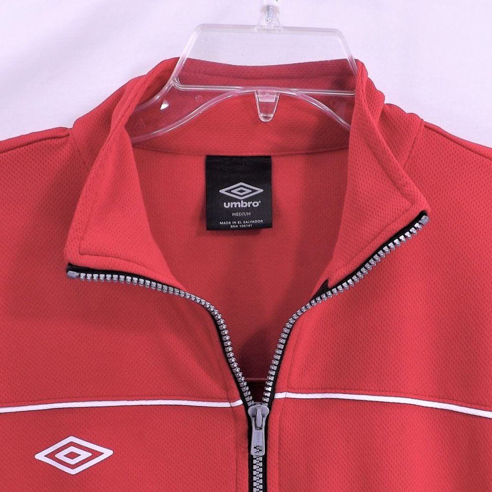 NWOT Umbro Mens Red & White Zip Up Varsity Sport Jacket M - Picture 5 of 14